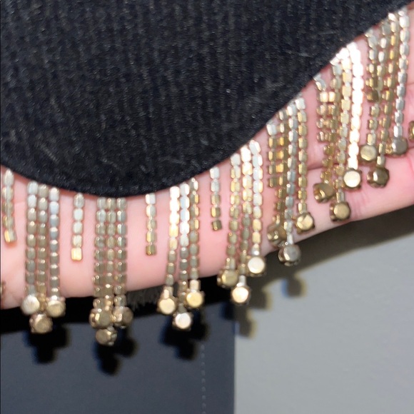 Zara Black Crop Top with Beaded Fringe - Picture 4 of 6